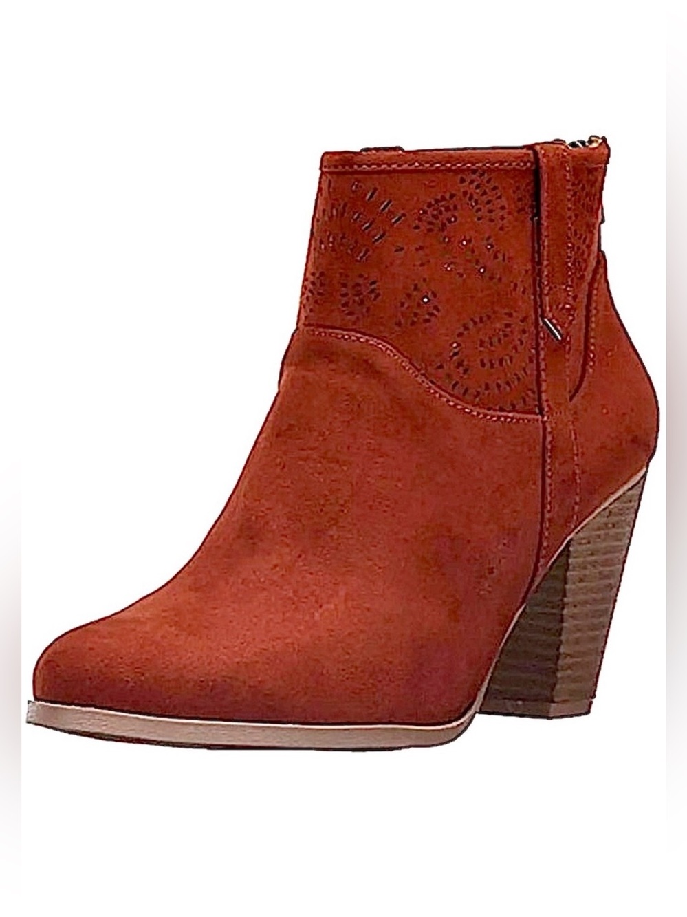 - Qupid Sz 6 Cowboy Whiskey Suede Laser Cut Booties! NEW!